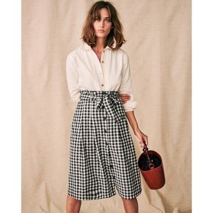 Sezane Amandine skirt in Vichy black/white